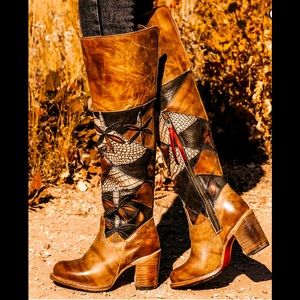 NIB FREEBIRD BETTY KNEE HIGHS BOOTS | SIZE 7 | TAN MULTI